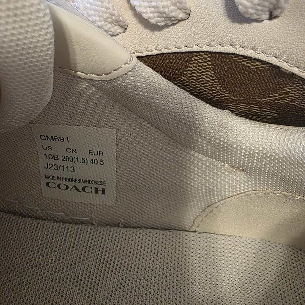 Coach Women's White and Brown Sneakers - Picture 4 of 5